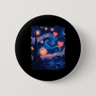 Valentine Van Gogh Sternennacht Herz passende Kupp Button