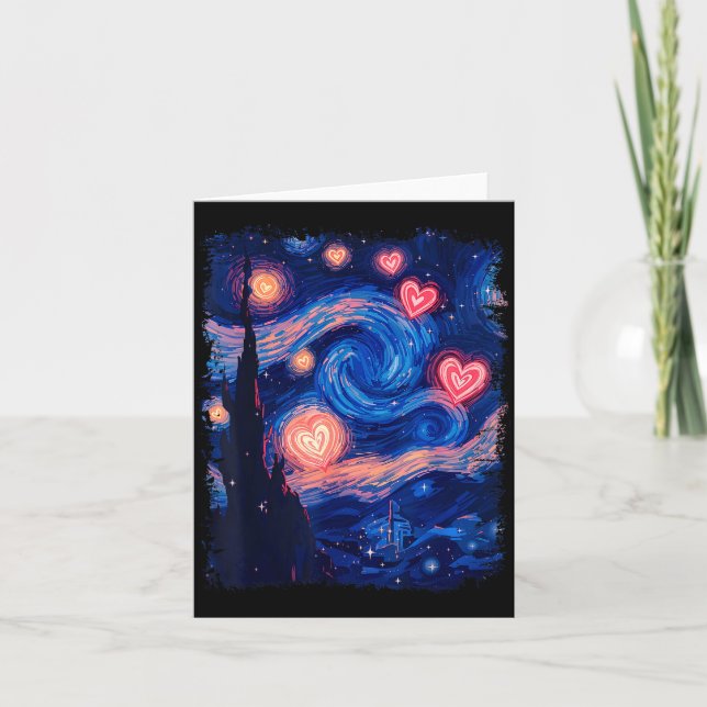 Valentine Van Gogh Sternennacht Herz Passende Kupp Karte (Vorderseite)