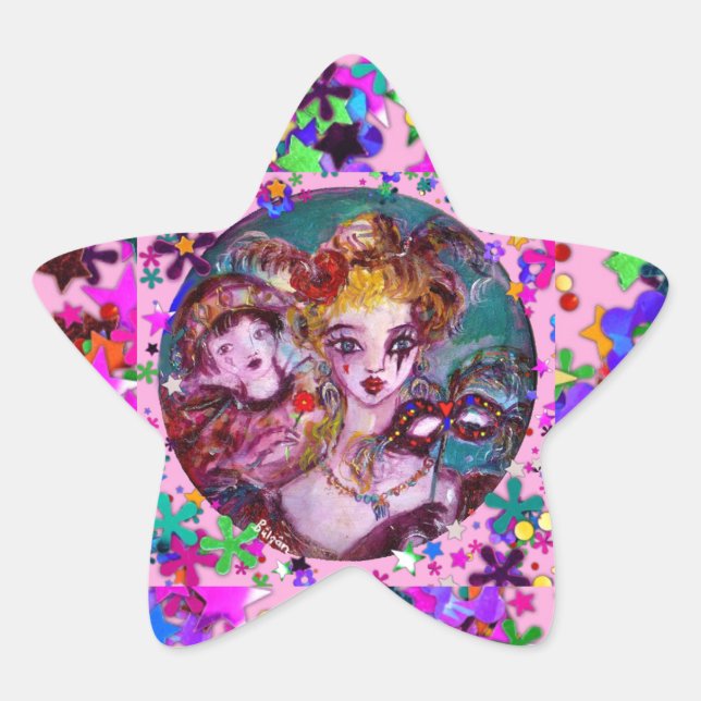 VALENTINE VENEZIANISCH MASQUERADE CONFETTI  Stern-Aufkleber (Vorderseite)