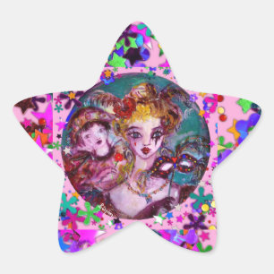VALENTINE VENEZIANISCH MASQUERADE CONFETTI Stern-Aufkleber