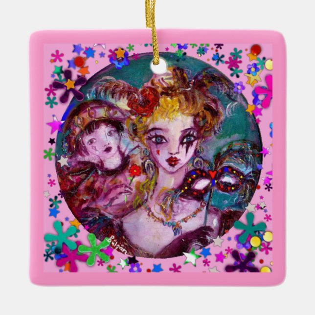 VALENTINE VENEZIANISCH MASQUERADE MASCHINE UND CON KERAMIKORNAMENT (Vorderseite)