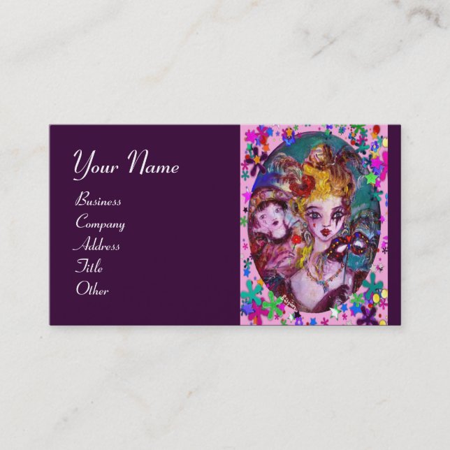 VALENTINE VENEZIANISCH MASQUERADE MASCHINE VISITENKARTE (Vorderseite)