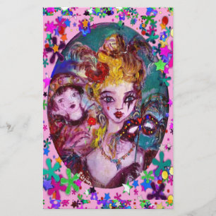 VALENTINE VENEZIANISCH MASQUERADE MASKS Pink Confe Briefpapier