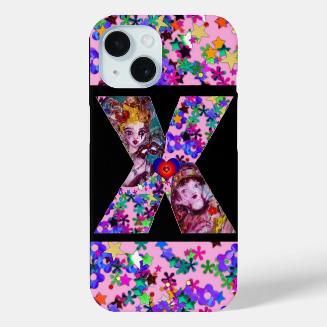 VALENTINE VENEZIANISCH MASQUERADE MONOGRAM X SCHRE iPhone 15 HÜLLE (Rückseite)