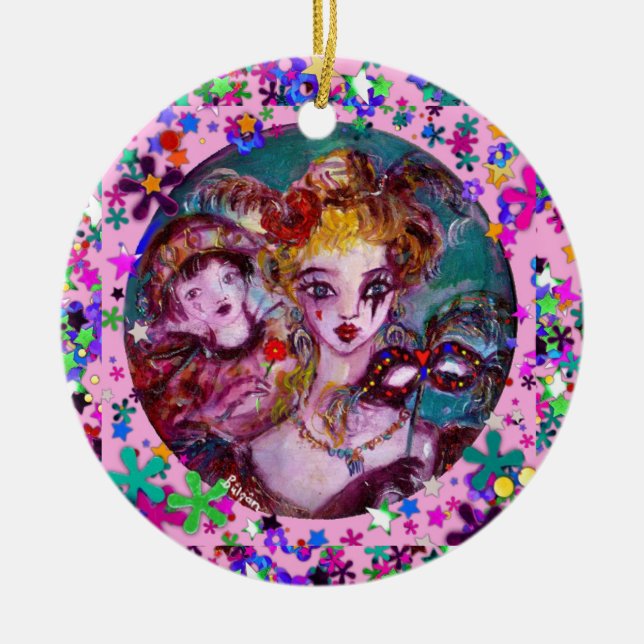 VALENTINE VENEZIANISCH MASQUERADE MONOGRAM X SCHRE KERAMIKORNAMENT (Vorne)