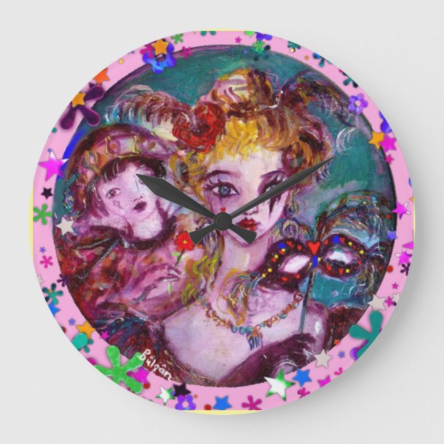 VALENTINE VENEZIANISCH MASQUERADE PARTY GROßE WANDUHR (Vorderseite)