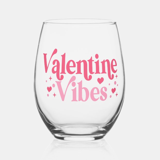 Valentine Vibes Stemless Wine Glass Weinglas Ohne Stiel (Vorderseite)