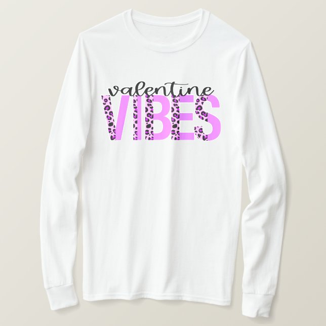 Valentine Vibes Trendy Pink Black Animal Print T-Shirt (Design vorne)