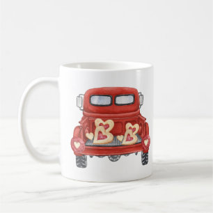 Valentine Vintag Red Truck Herz Kaffeetasse
