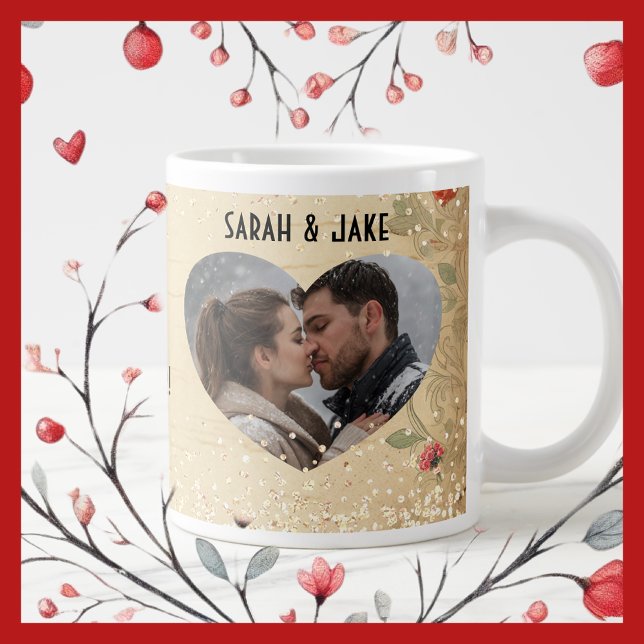 Valentine Vintage Paare Herz Jumbo-Tasse (Von Creator hochgeladen)