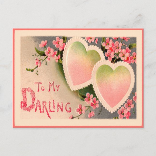 Valentine-Vintages Herz Feiertagspostkarte (Vorderseite)