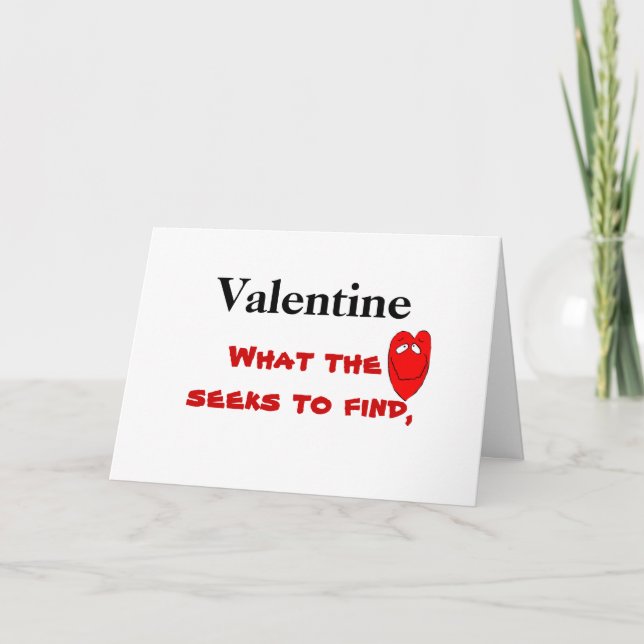 VALENTINE, WAS DAS HERZEN ZU FINDEN SUCHT KARTE (Vorderseite)