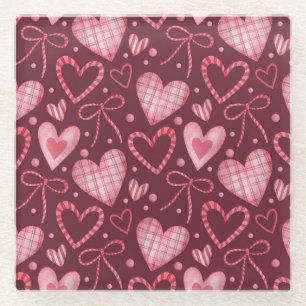 Valentine Wasserfarbe Burgund Pink Glasuntersetzer