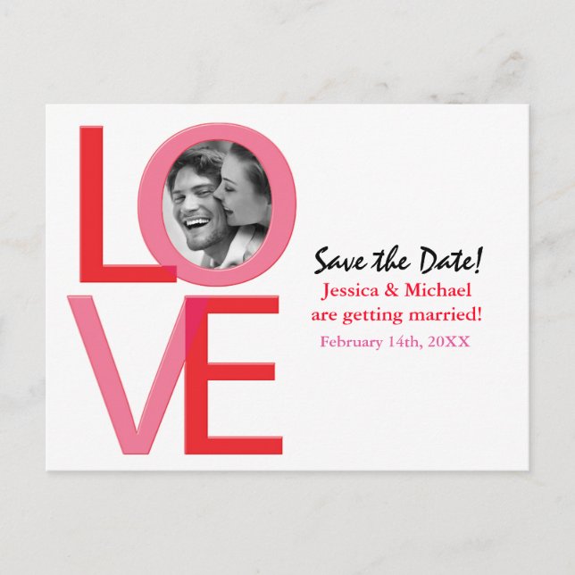 Valentine Wedding Rett Date Foto Liebe Postkarte (Vorderseite)