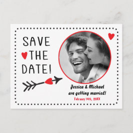 Valentine Wedding Rett Date Foto Rustikale Postkar Ankündigungspostkarte