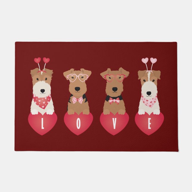 Valentine Welsh Wire Fox Terrier Dogs Fußmatte (Vorderseite)