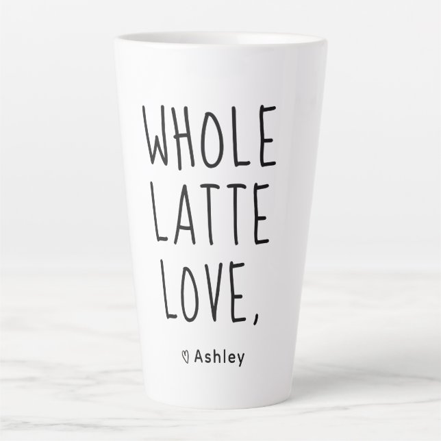 Valentine Whole Lotta Liebe Black Script Milchtasse (Vorderseite)