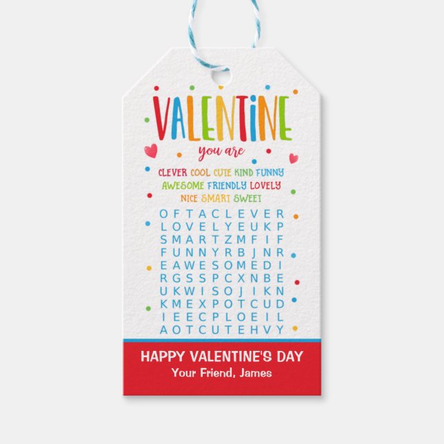 Valentine Word Search Activity School Geschenkanhänger (Vorderseite)
