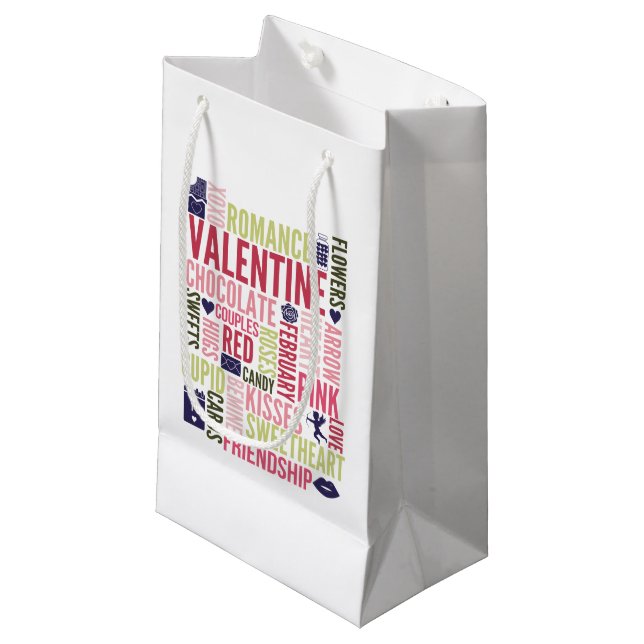 Valentine Words Valentine's Day-Geschenktasche Kleine Geschenktüte (Vorderseite Schrägansicht)