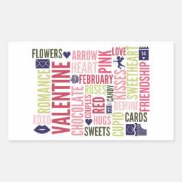 Valentine Words Valentine's Day Rectangle Stickers