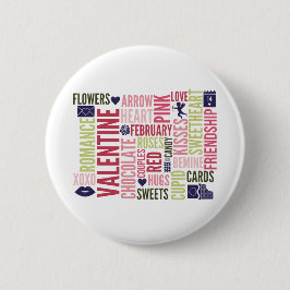 Valentine Words Valentine's Day Round Button
