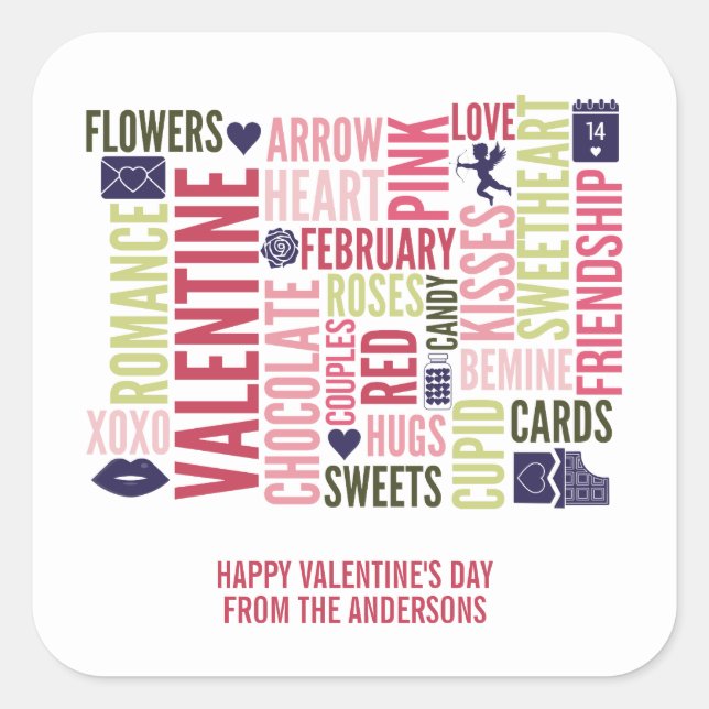 Valentine Words Valentine's Day Stickers (Vorderseite)
