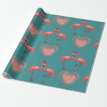 Valentine Wrapping Paper - Flamingo - Retro