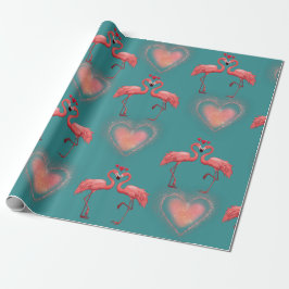Valentine Wrapping Paper - Flamingo - Retro Geschenkpapier