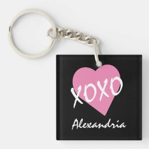 Valentine XOXO Rosa Herz, schwarz genannt Schlüsselanhänger