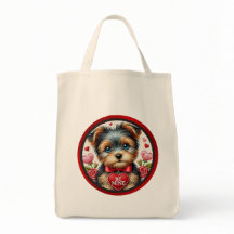 Valentine Yorkie Be Mine Épicerie réutilisable Sac