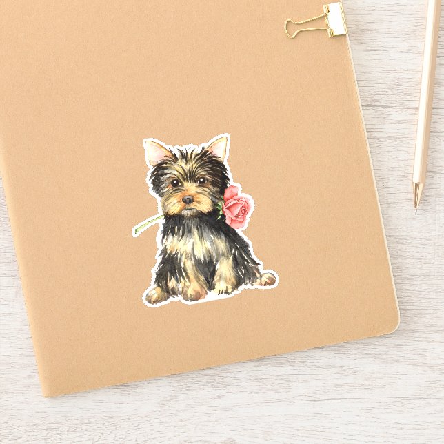 Valentine Yorkshire Terrier Vinyl Sticker (Notizbuch)