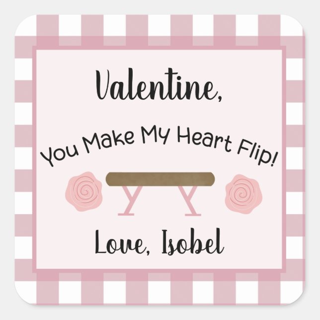 Valentine You Make My Heart Dreh Gymnastik Quadratischer Aufkleber (Vorderseite)