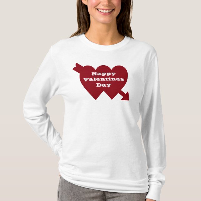VALENTINE ZWEI HERZEN OBERSTE T-Shirt (Vorderseite)