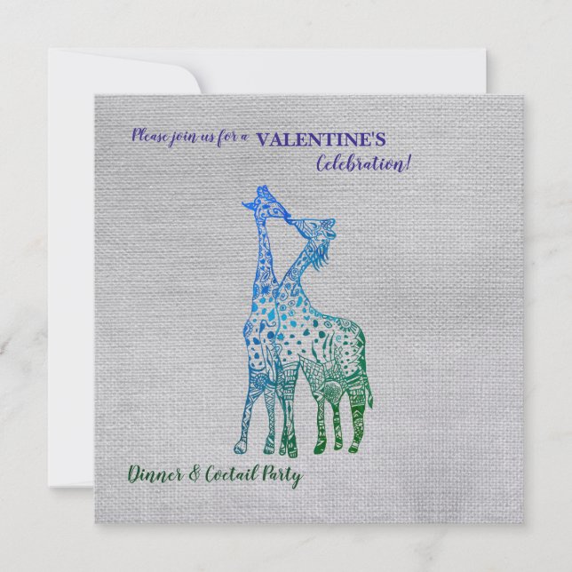 Valentineinladung mit Giraffen im rustikalen Stil Einladung (Vorderseite)