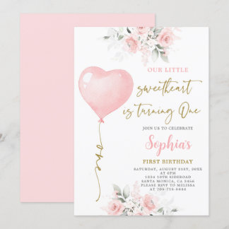 Valentineinladung zum 1. Geburtstag Einladung