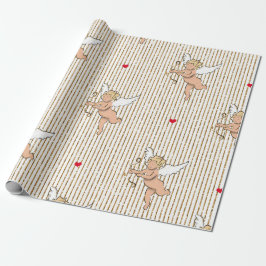 Valentinengel in weiß und gold geschenkpapier