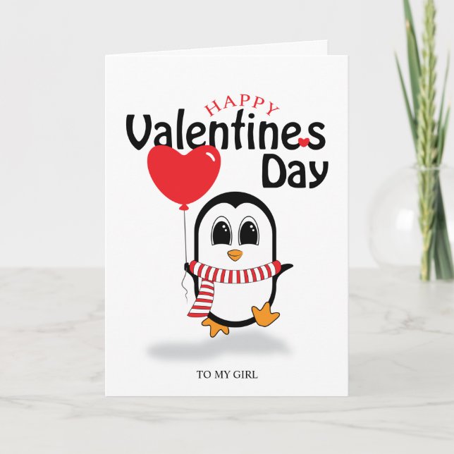 Valentinenkarte des niedlichen Pinguins Herzblasen Karte (Vorderseite)