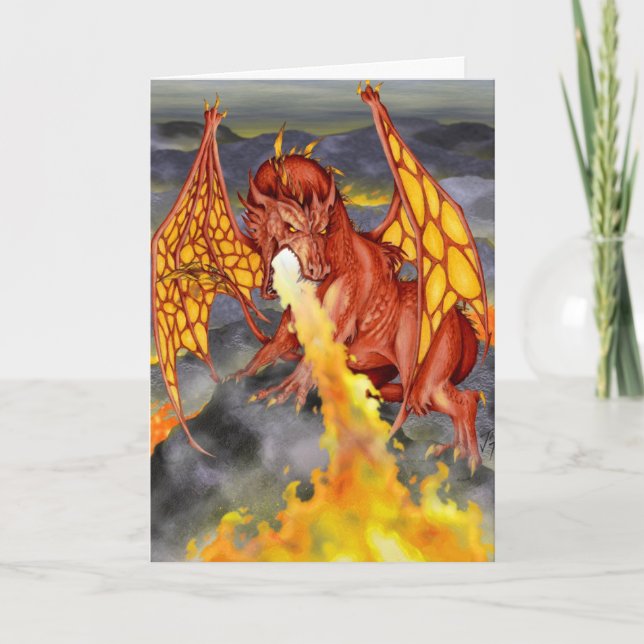 Valentinenkarte des Roten Drachen Feiertagskarte (Vorderseite)