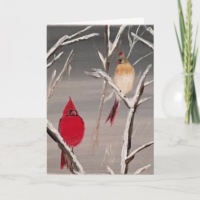 Valentinenkarte mit Kardinälen Feiertagskarte (Vorderseite)