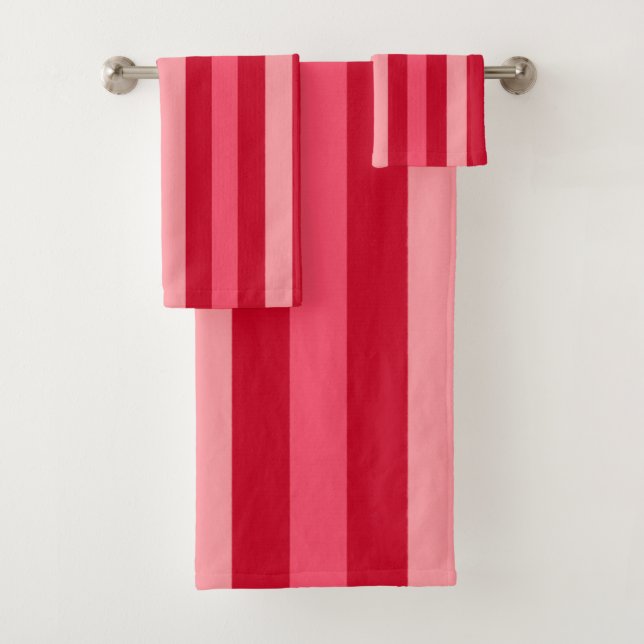 Valentinenstreifen Rot- und Rosatinbadehandtuch-Se Badhandtuch Set (Insitu)