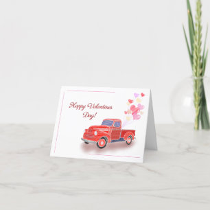 Valentiner Classic Red Truck mit Herzblasen Dankeskarte