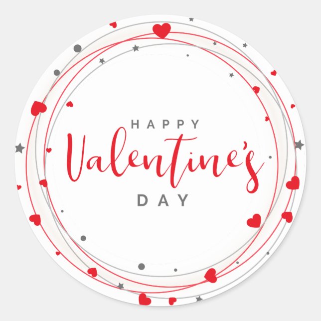 Valentiner Herzkranz Runder Aufkleber (Vorderseite)