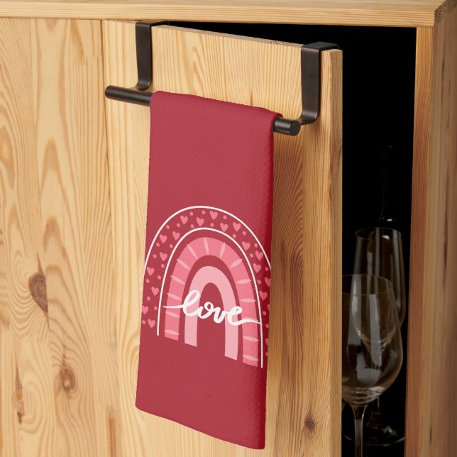 Valentiner Hintergrund mit Herz-Liebe Geschirrtuch (Drittel gefaltet)