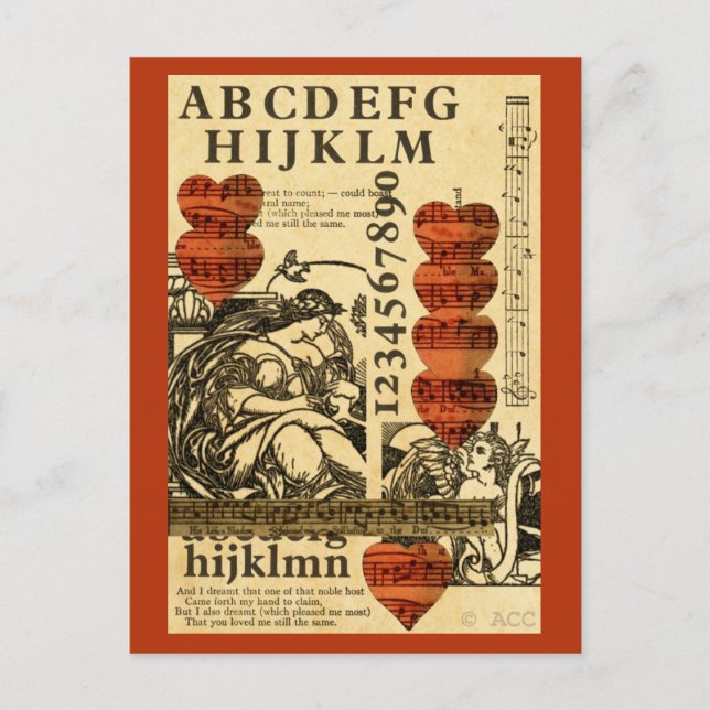 Valentiner Musikherzen Feiertagspostkarte (Vorderseite)