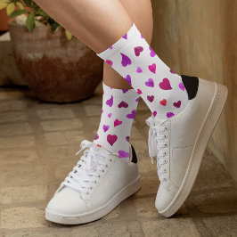 Valentiner Tagesherzen - lila und viva magenta Socken