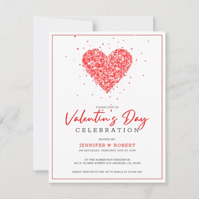 Valentiner Typografie und Herzensfeiern laden ein Dankeskarte (Vorderseite)