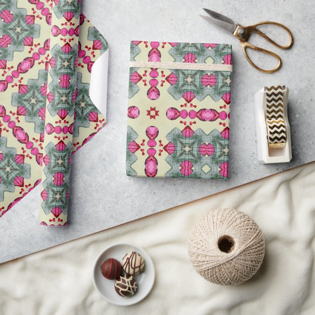 Valentinerrot-herzen romananz abstraktes muster 3 geschenkpapier (Kunsthandwerk)