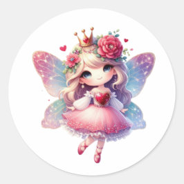 Valentines Adorable Fairy Runder Aufkleber