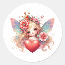 Valentines Adorable Fairy Runder Aufkleber