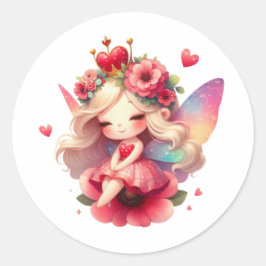 Valentines Adorable Fairy Runder Aufkleber